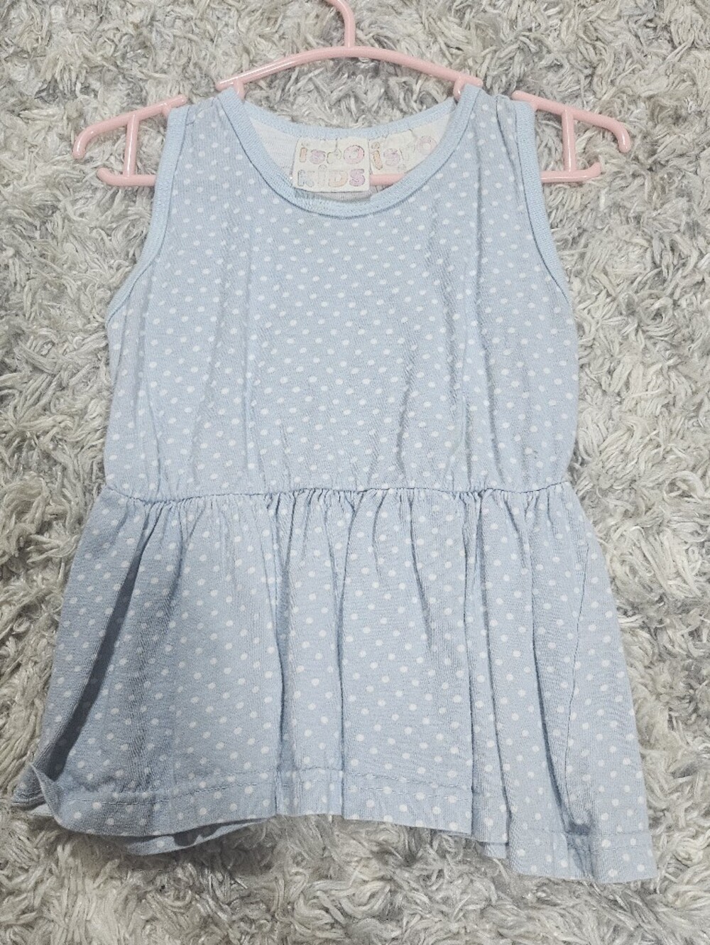 2/20$ Light Blue Polka Dot Kids Dress - Soft Sleeveless Summer Dress